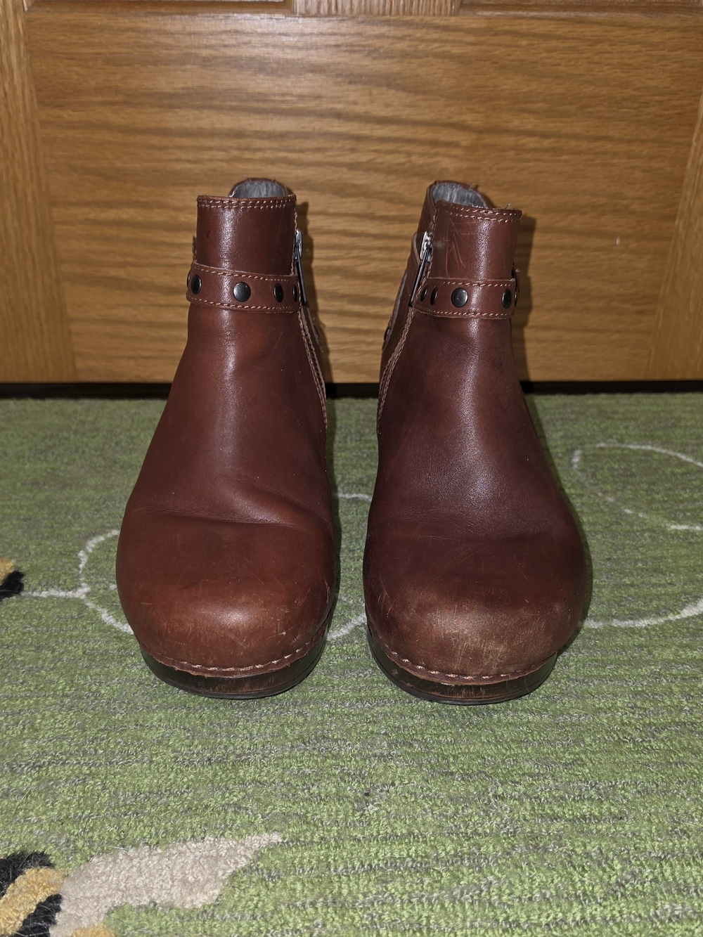 Womans Sanita Brown Leather Ankle Boots - Classic Zip Closure